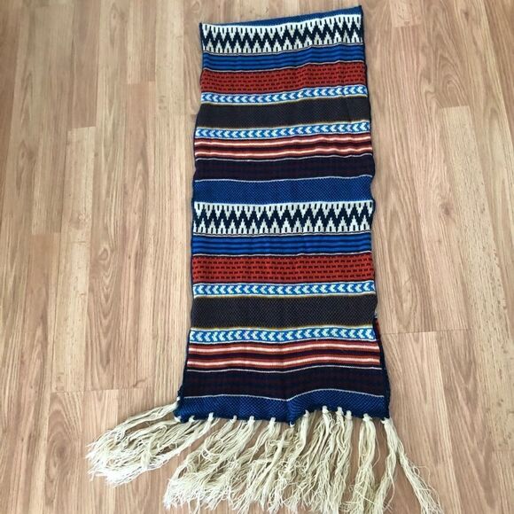 Aztec Knit Fringed Scarf  - Picture 4 of 5